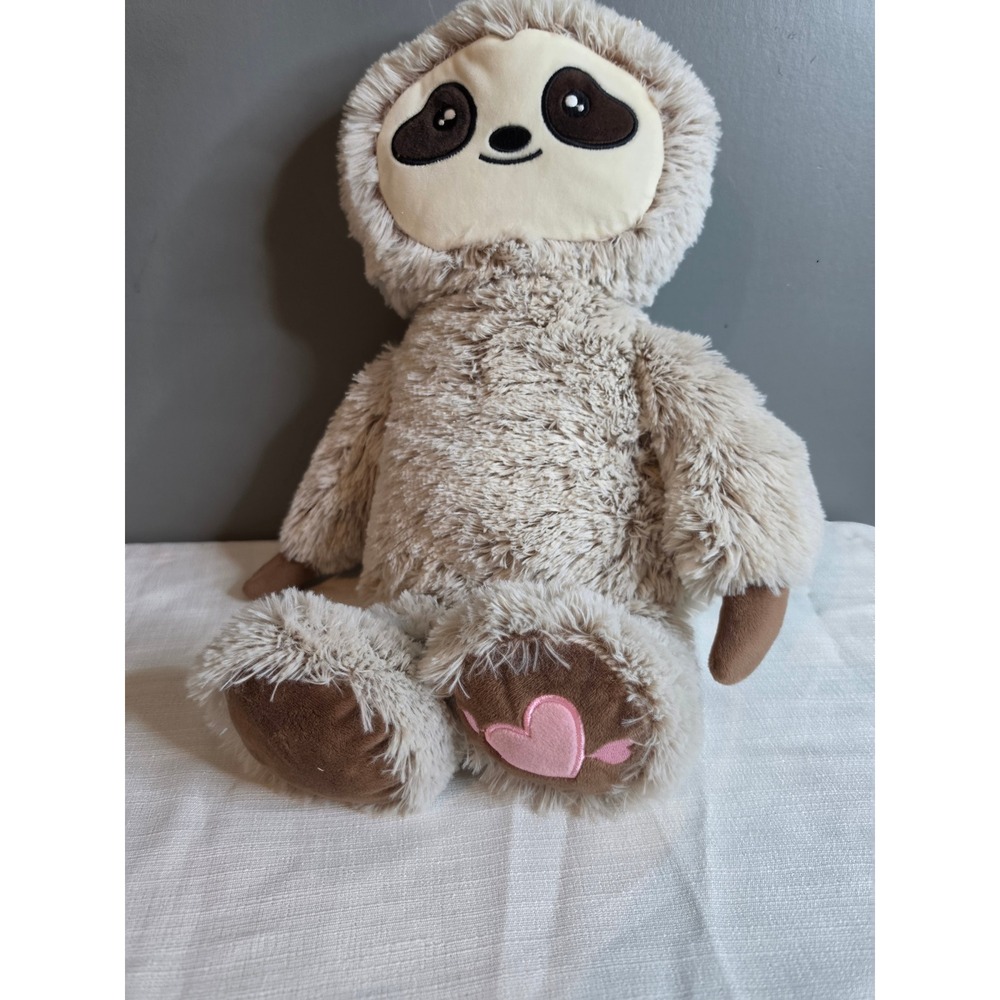 Warm up Sloth Microwavable Lavender Scented Plush Heating Pad Brown Heart 12in